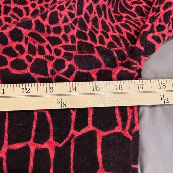Halogen Cashmere Wool Blend Abstract Animal Print Pink Black Size Small Petite - Picture 7 of 10